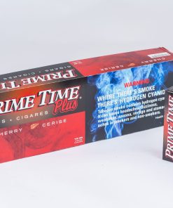 A Carton of Prime Time Plus Cherry Cigars 10 Pack Next to a Closed Pack